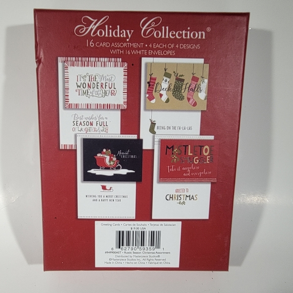 Masterpiece Studios Festive Holiday Assortment Set of 16 Boxed Christmas Cards - Picture 4 of 4